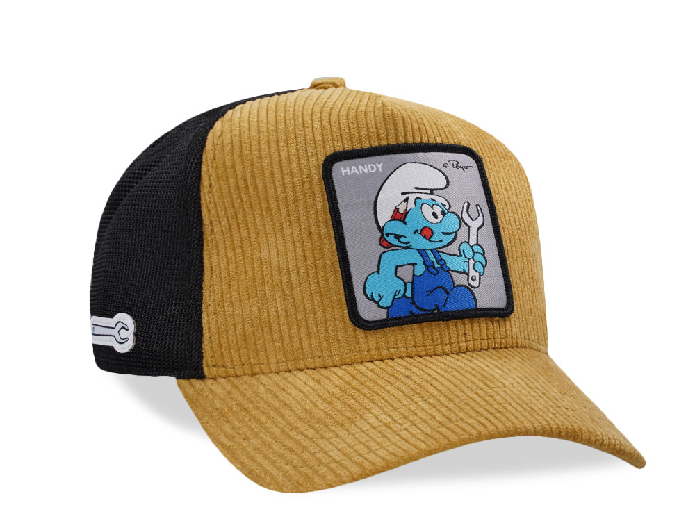 Capslab Square Patch Handy Smurf Brown Cord Trucker Snapback Cap