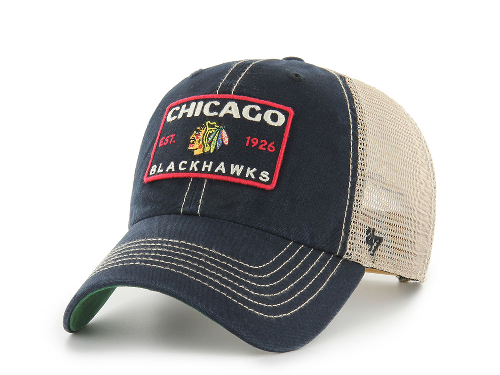47Brand Chicago Blackhawks Vintage Black Wabash Edition Trucker Clean Up Snapback Cap