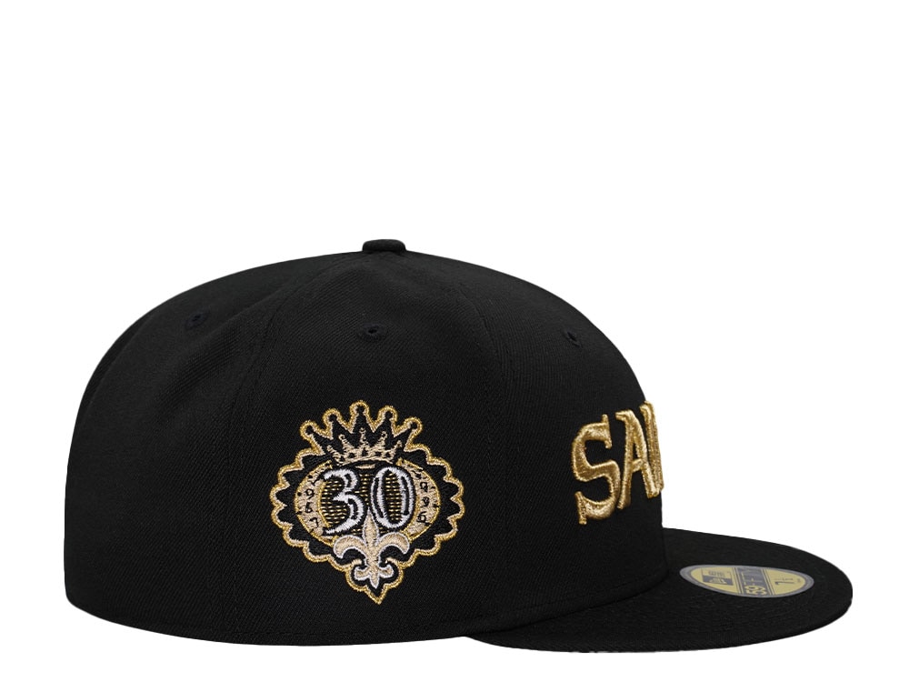 New Era New Orleans Saints 30th Anniversary Black Prime Edition 59Fiftys Fitted Cap