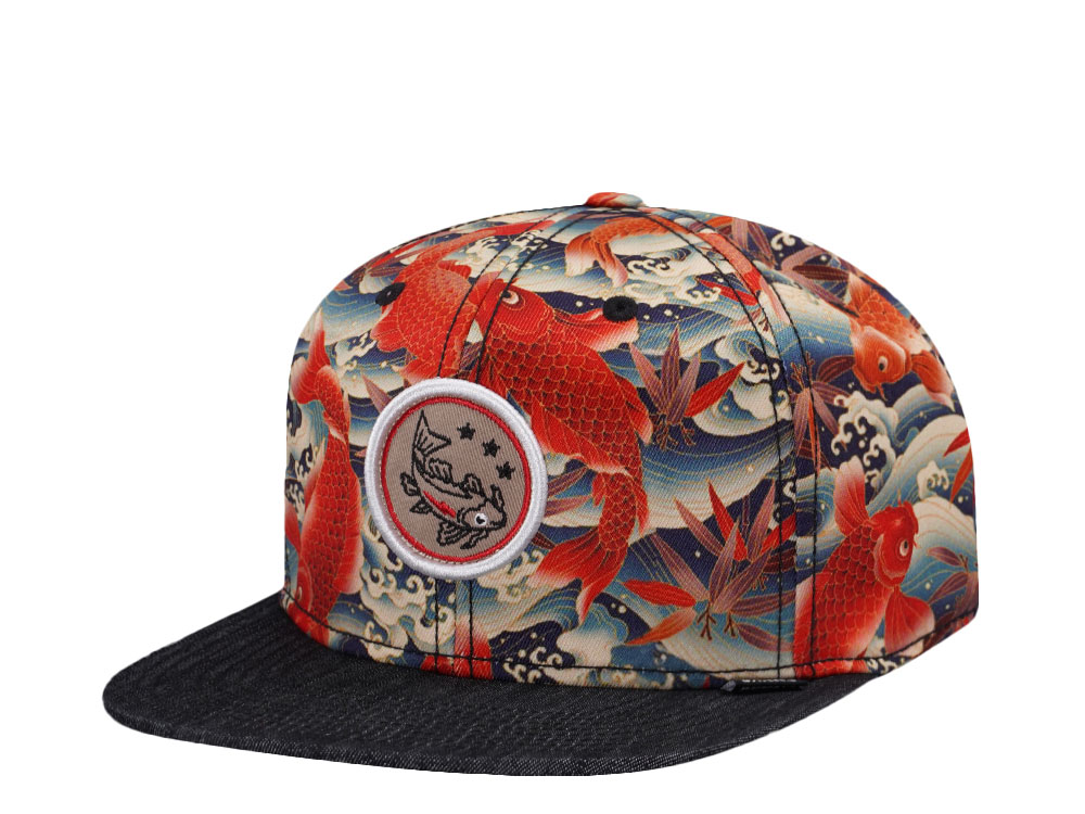 Djinns Koi Linen 6 Panel Snapback Cap