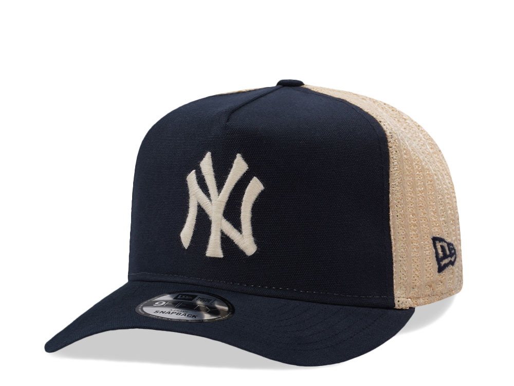 New Era New York Yankees Grained Navy Edition 9Fifty Trucker A Frame Snapback Cap