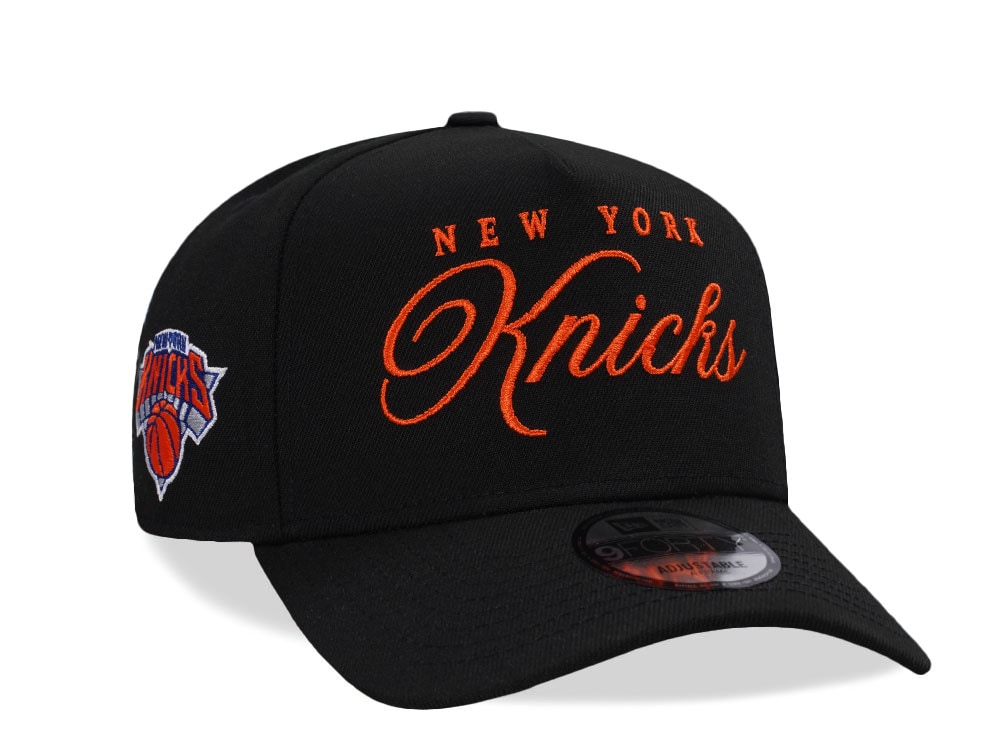 New Era New York Knicks Classic Script Black Prime Edition 9Forty A Frame Snapback Cap
