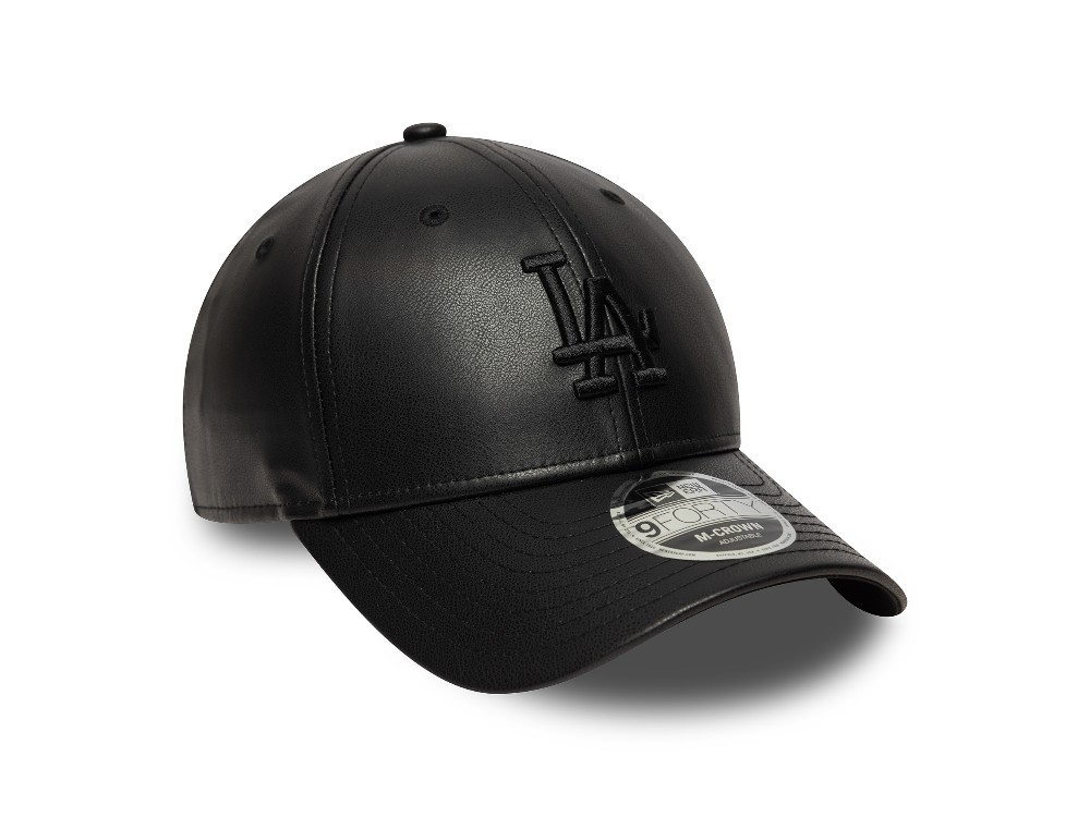 New Era Los Angeles Dodgers Black PU Leather Edition 9Forty M Crown Snapback Cap
