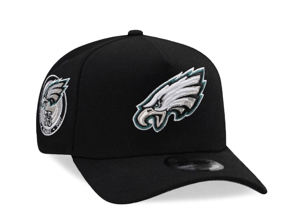 New Era Philadelphia Eagles 75th Anniversary Black Prime Edition 9Forty A Frame Snapback Cap