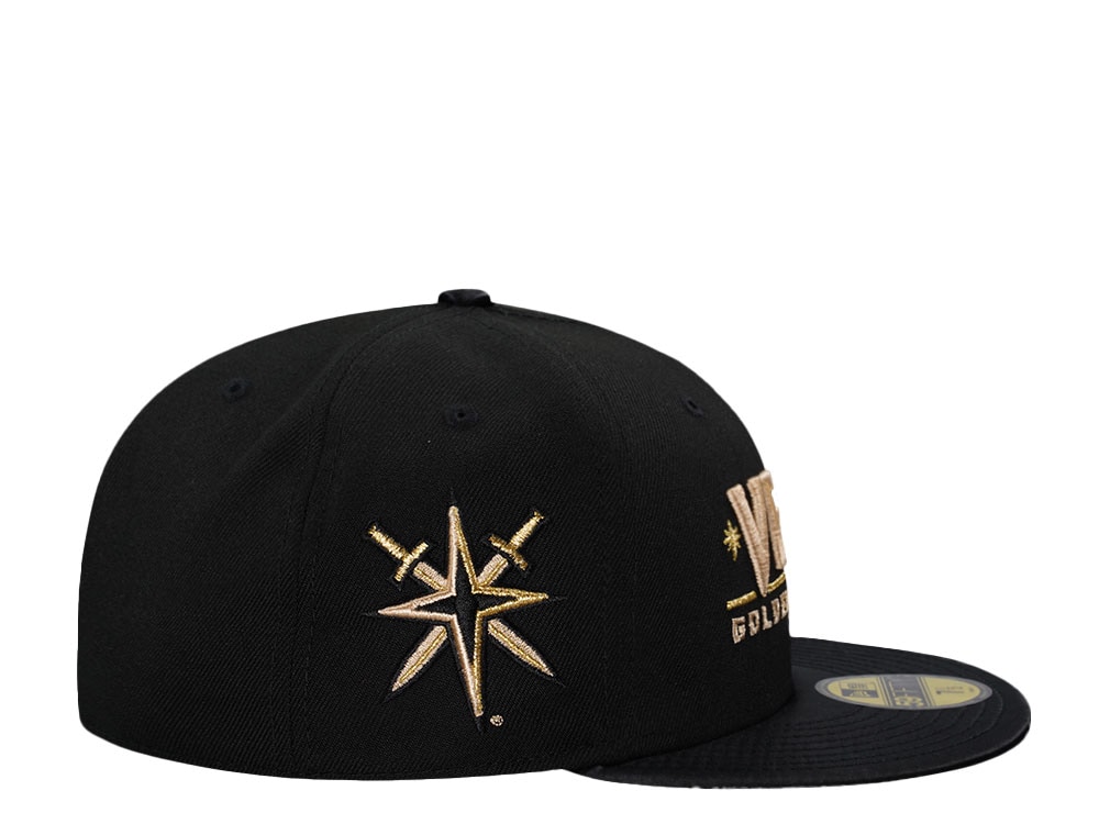 New Era Vegas Golden Knights Black Satin Brim Prime Edition 59Fifty Fitted Cap