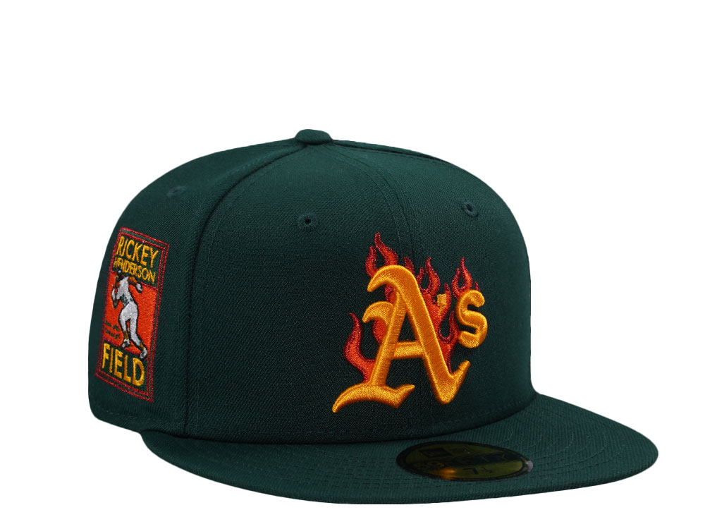 New Era Oakland Athletics Rickey Henderson Field Dark Green Flames Edition 59Fifty Fitted Cap