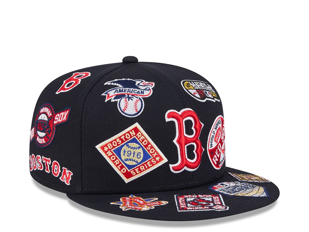 New Era Boston Red Sox All Over Navy Red 59Fifty Fitted Cap