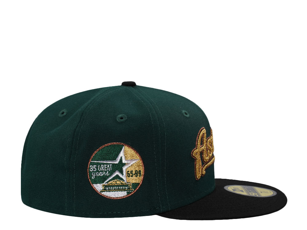 New Era Houston Astros 35th Anniversary Dark Green Chainstitch Two Tone Edition 59Fifty Fitted Cap