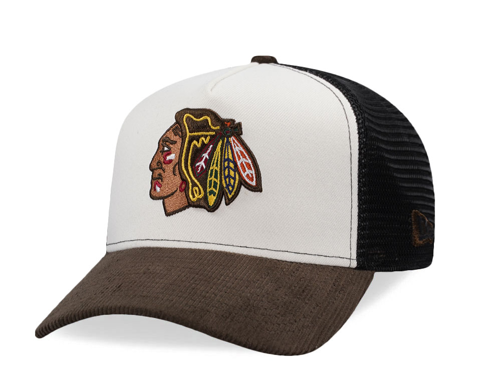 New Era Chicago Blackhawks Creme Two Tone Edition 9Forty A Frame Trucker Snapback Cap