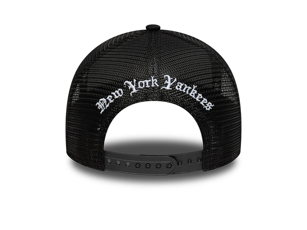 New Era New York Yankees Wordmark Black Prime Edition 9Forty A Frame Trucker Snapback Cap