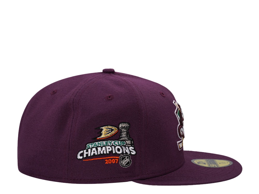 New Era Anaheim Ducks Stanley Cup Champs 2007 Plum Prime Edition 59Fifty Fitted Cap
