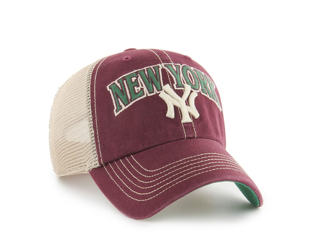 47Brand New York Yankees Dark Maroon Tuscaloosa Edition Trucker Clean Up Snapback Cap