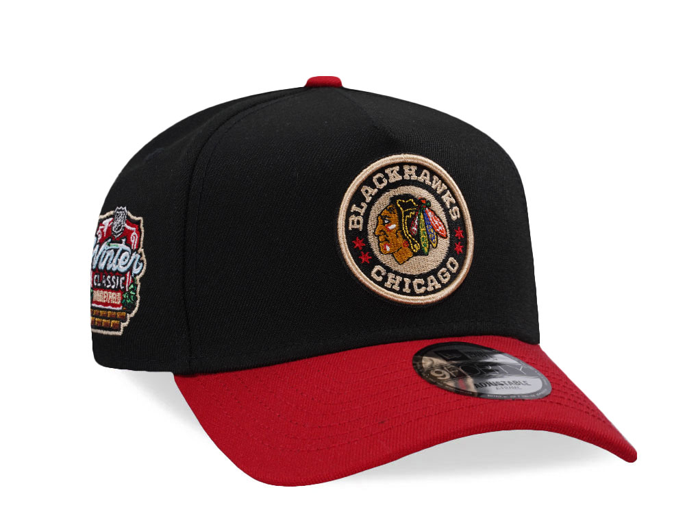 New Era Chicago Blackhawks Winter Classic Wrigley Field Black Two Tone Edition 9Forty A Frame Snapback Cap