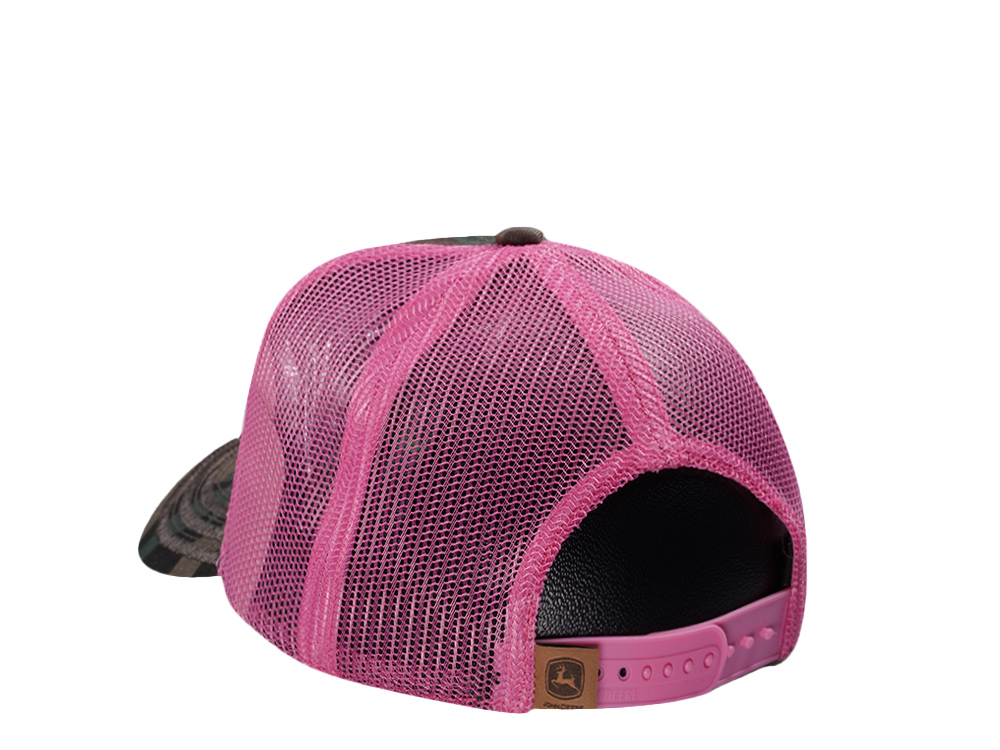 John Deere Script Pink Camouflage Trucker Snapback Cap