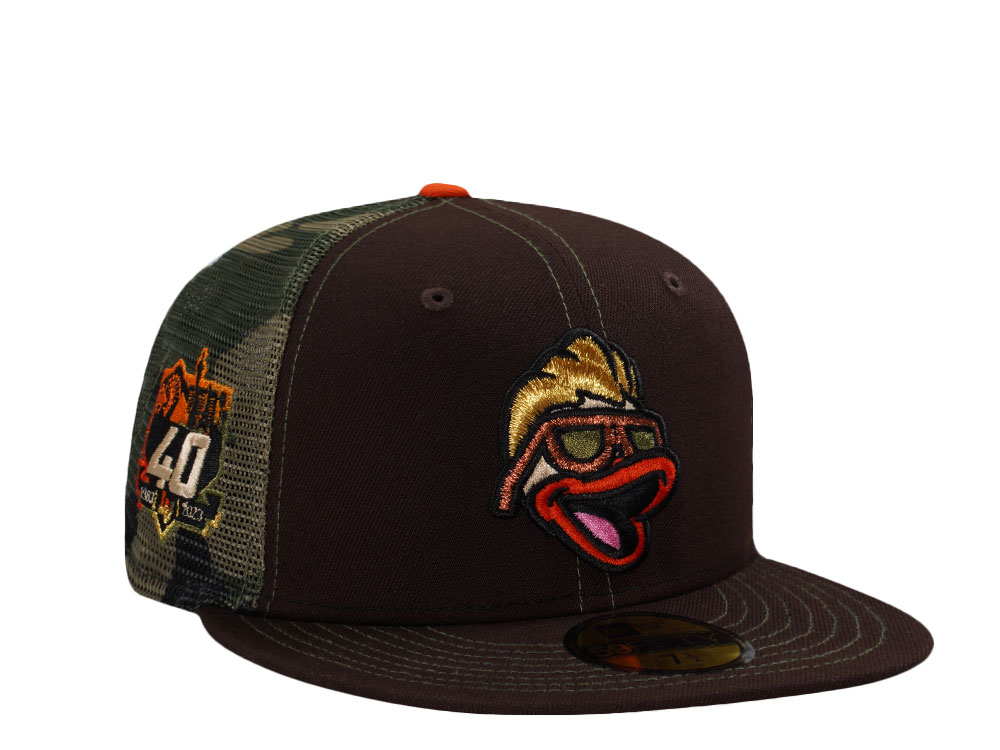 New Era Las Vegas Aviators 40th Anniversary Burnt Wood Prime Edition 59Fifty Trucker Fitted Cap