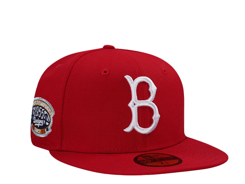 New Era Brooklyn Dodgers World Series 1955 Scarlet Wool Prime Edition 59Fifty Fitted Cap
