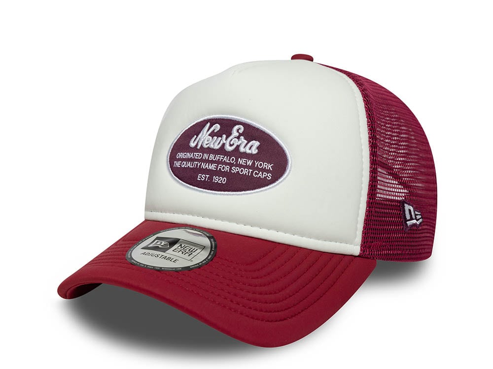 New Era Oval Foam Patch Cherry 9Forty A Frame Trucker Snapback Cap