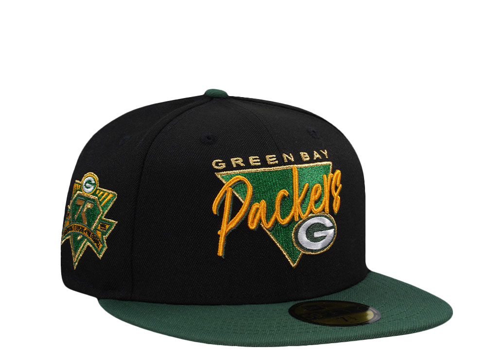 New Era Green Bay Packers 75th Anniversary Black Two Tone Edition 59Fifty Fitted Cap