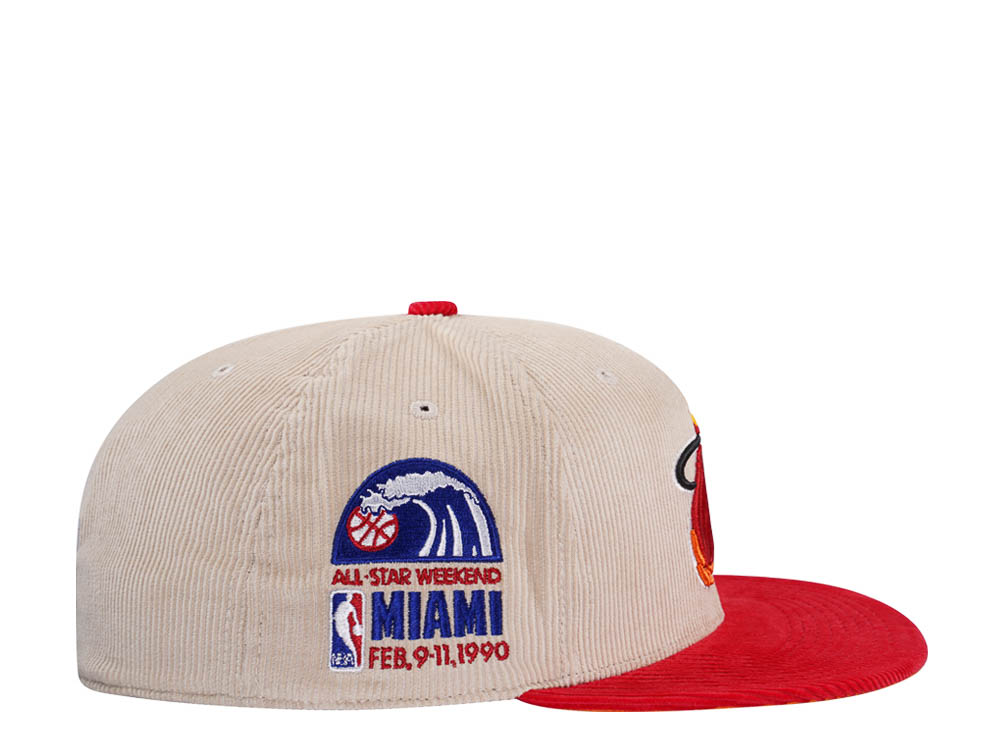 Mitchell & Ness Miami Heat All Star 1990 Two Tone Hardwood Classic Cord Edition Dynasty Fitted Cap