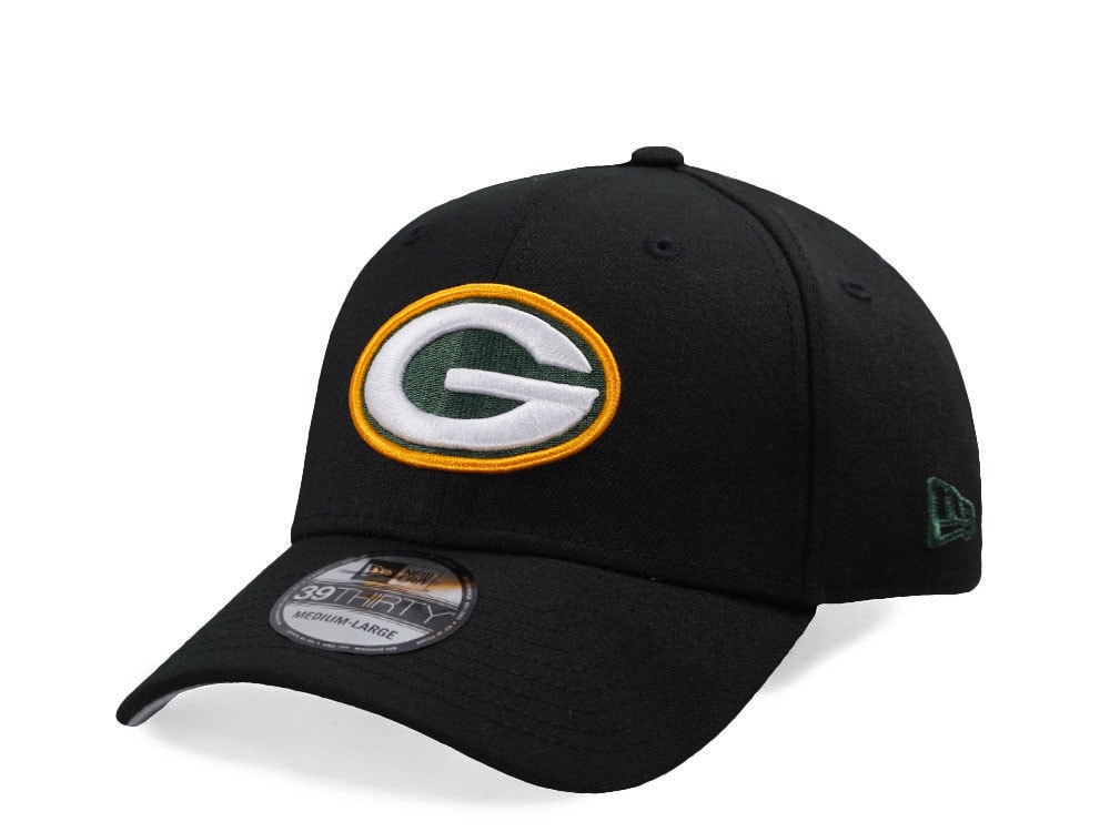 New Era Green Bay Packers Black Classic Edition 39Thirty Stretch Fit Cap