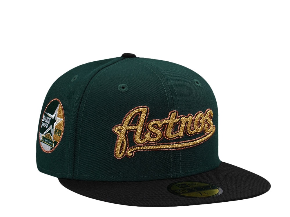 New Era Houston Astros 35th Anniversary Dark Green Chainstitch Two Tone Edition 59Fifty Fitted Cap