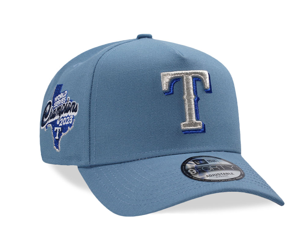 New Era Texas Rangers World Series Champions 2023 Blue Metallic Edition 9Forty A Frame Snapback Cap