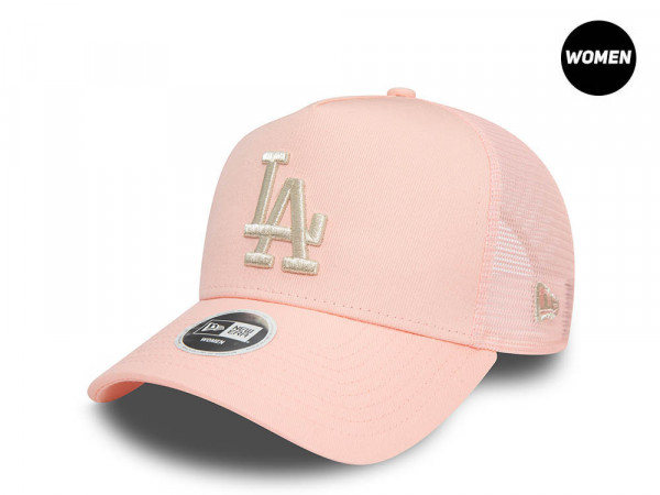 New Era Los Angeles Dodgers Pink Metallic Womens A Frame Trucker Snapback Cap