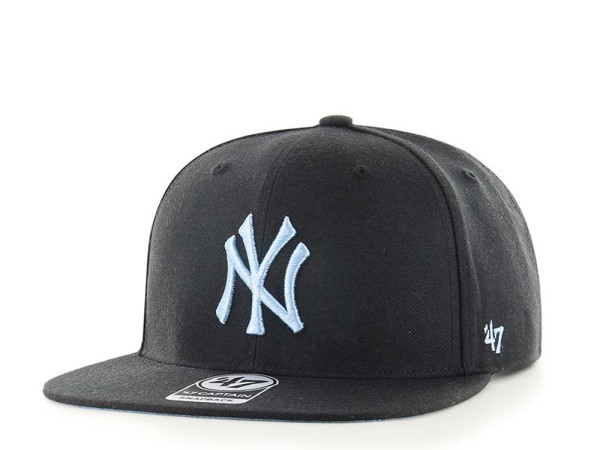 47Brand New York Yankees Black Sky Blue Ballpark Captain Snapback Cap