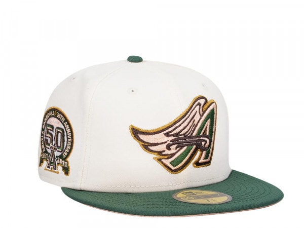 New Era Anaheim Angels 50th Anniversary Cream Peach Two Tone Edition 59Fifty Fitted Cap
