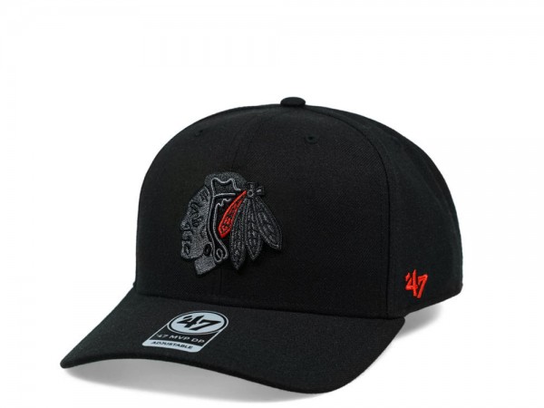 47brand Chicago Blackhawks Color Detail Black and Red Classic DP Snapback Cap